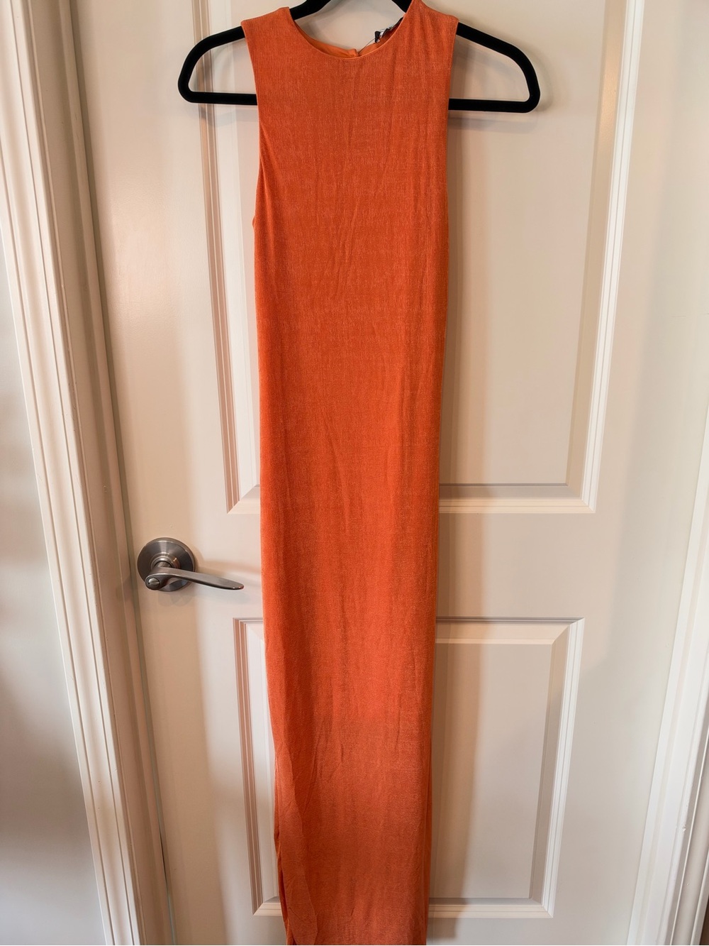 Fashion Nova Back In Town Orange Slinky Lace-Up Back Maxi Dress M